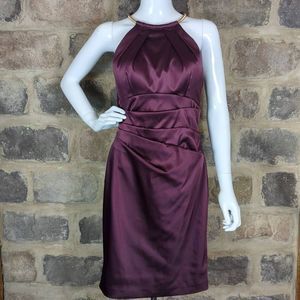 ELIZA J Dress Gold Necklace Collar Woman's Size 6 Lavender Draped Sleeveless